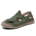 Men's breathable closed-toe casual sandals in olive green, ideal for summer beach wear - 38 / Green