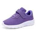 Zapatillas deportivas ligeras de malla morada para niñas con tejido transpirable y cierre de velcro. - Púrpura