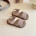 Sandales de princesse roses pour filles avec brides tressées en strass et semelle souple - Rose
