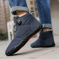 Navy blue high-top winter snow boots with warm fleece lining and rotary dial lacing. - 36 / Blue