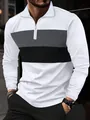 Λεπτομέρεια ανδρικής μακρυμάνικης μπλούζας με φερμουάρ και χρωματιστά τμήματα σε λευκό και γκρι. - S / Tops / Πολύχρωμο (Λευκό/Γκρι/Μαύρο)