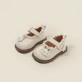 Cream white toddler Mary Jane shoes featuring lace trim and cute bunny face embroidery - 15 / Inner Length 12.0cm / Beige