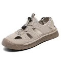 Sandali da uomo in mesh kaki traspiranti con suola cucita a mano e lacci - 38 / Colore sabbia