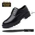 Professional black men's hollow lace-up business leather shoes with 5cm thick sole - 37 / Hollow Style (7106-1) / Flat Heel / Black
