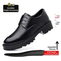 Professional men's black perforated leather dress shoe with 8cm height increase - 37 / Hollow Style (7107-1) / 8cm Height Increasing / Black
