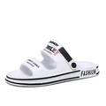 Modern men's white outdoor casual slides featuring stylish fashion printed letter straps - White