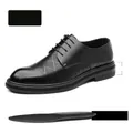 Scarpe classiche in pelle nera traforata da uomo con suola da 3 cm e soletta piatta - 37 / Traforato Piatto / Nero