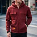 Sudadera con capucha burdeos de alta calidad para hombre con bolsillos múltiples y cremallera - S / Tops / Burdeos
