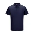 Détail du col d'un polo de golf bleu marine pour homme, respirant et séchant vite - S / Hauts / S (EU) / Bleu marine