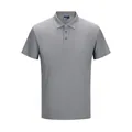 Vue de face du polo gris à manches courtes séchage rapide avec patte à trois boutons - S / Hauts / S (EU) / Gris clair
