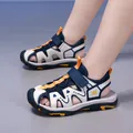 Boys closed-toe outdoor sports beach sandals with non-slip soft sole - 28 / Dark Blue