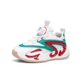 Atmungsaktive Kinder-Basketballschuhe mit Drehverschluss und türkisfarbenen Akzenten - Beigerot
