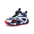 Atmungsaktive Mesh-Basketballschuhe für Jungen mit schnellem Drehverschluss-System - Dunkelblau Rot