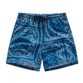 Pantaloncini da spiaggia blu da uomo con stampa paisley e vita elastica con coulisse. - XS / Pantaloni e gonne / Blu scuro