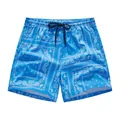Pantaloncini da mare uomo blu con stampa paisley e coulisse elastica estiva - XS / Pantaloni e gonne / Celeste