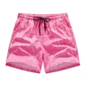 Eleganti pantaloncini da mare rosa da uomo con stampa paisley bianca e coulisse nera regolabile - XS / Pantaloni e gonne / Rosa