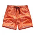 Pantaloncini da mare uomo arancio vivace con stampa paisley bianca e coulisse. - Arancione