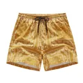 Pantaloncini da mare gialli da uomo con motivo paisley bianco per le vacanze estive. - Giallo