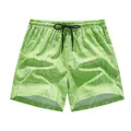 Pantaloncini da spiaggia verde chiaro da uomo con motivo paisley ed elastico in vita - Verde fluorescente