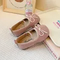 Pink girls' Mary Jane shoes with delicate bow and elastic strap - Size 21 Inner Length 13.5CM / Pink