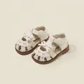 Elegant cream toddler girl princess sandals with cute bow detail and non-slip walking sole - Size 15/Inner Length 12.5cm / Beige