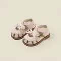 Pink toddler girl sandals with bow and elegant butterfly embroidery decoration - Size 15/Inner Length 12.5cm / Pink