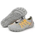 Grey and orange quick-dry water shoes with non-slip rubber sole for outdoor sports - Gray