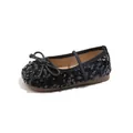 Sparkling black sequined Mary Jane princess shoes for girls with elegant bow detail - Size 23 Inner Length 13.8cm / Black