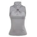 Elegante canotta grigia senza maniche all'americana con dettaglio anello metallico - Taglia M / Top / Grigio