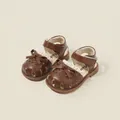 Elegant brown toddler girl sandals featuring a decorative bow and hollow-out patterns - Size 16 (13.0cm) / Hollow Bowknot Pre-walker Style / Brown