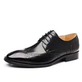 Zapatos brogue clásicos de cuero negro para hombre con detalles de punta de ala y Oxford. - 38 / Negro (5101-3)