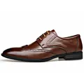 Klassische braune Brogue-Lederschuhe für Herren mit Schnürung im Business-Formal-Stil - 38 / Brogue Geschnitzter Stil (2222) / Braun