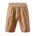 Pantalones cortos de lino para hombre en color caqui, un diseño fresco y cómodo - Camello Oscuro