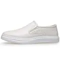 Mocasines clásicos de cuero blanco para hombre, zapatos de trabajo cómodos y de estilo casual - 38 / Blanco