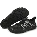 Schwarze schnelltrocknende Wasserschuhe für Wandern und Strand mit rutschfester Sohle - Schwarz