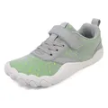 Children's breathable barefoot shoes in grey and lime green with wide toe box design - 25 / Gray (1760)