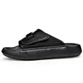 Black men's sports casual slide sandals with breathable mesh and adjustable buckle - 38 / Functional Slides (501) / Black