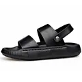 Sandalias de verano negras para hombre con suela gruesa antideslizante y diseño casual - 38 / Negro