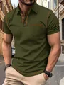 Vue détaillée d'un polo homme vert olive avec surpiqûres orange contrastées et poche poitrine - Vert Militaire