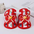 Red floral baby girl sandals with bow decoration and soft breathable anti-slip sole - Size 11 (Inner Length 10.5CM) / Red Heart Charm