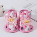 Newborn pink floral baby girl sandals with decorative bow and comfortable soft sole - Size 11 (Inner Length 10.5CM) / Heart Pink