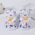 Baby girl floral soft-sole walking sandals featuring delicate lace and bow decoration - Size 11 (Inner Length 10.5CM) / White Heart Charm