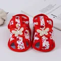Red floral baby girl walking sandals with butterfly applique decoration and soft sole - Size 11 (Inner Length 10.5CM) / Red Butterfly