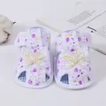 Cute baby girl soft sole sandals with purple floral prints and butterfly decoration - Size 11 (Inner Length 10.5CM) / Butterfly Sandals / White