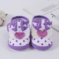 Baby girl polka dot pre-walker sandals featuring glittery heart and wing details - Size 11 (Inner Length 10.5CM) / Heart Wings - Purple