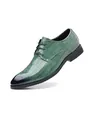 Zapatos de cuero gofrado verde para hombre con elegante punta puntiaguda negra - 38 / Verde Tinta Oscuro