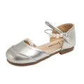 Elegante silberne Mädchen Prinzessin Mary Jane Schuhe mit feinen Perlen Verzierungen. - Größe 26-30 (5er Pack) / Packung mit 5 Paaren / Silber