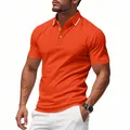 Detalle de polo naranja de secado rápido para hombre para golf y uso casual - Naranja