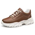 Brown platform chunky sneakers with 8cm invisible height increase - Tan