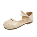 Beige Mädchen Prinzessin Mary Jane Schuhe mit elegantem Perlendekor und weicher Sohle - Größe 26-30 (5er Pack) / Packung mit 5 Paaren / Gebrochenes Weiß